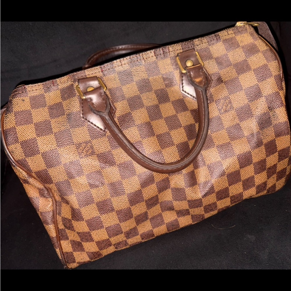 Louis Vuitton Damier Ebene Speedy 30.Checkerboard Handbag "30"